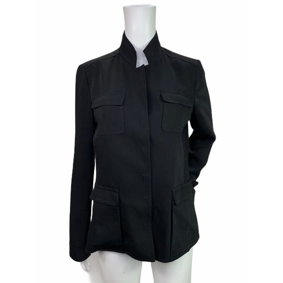 Tahari Black Utility Blazer Jacket Mixed Garbadine Knit Size 6 - Picture 2 of 10